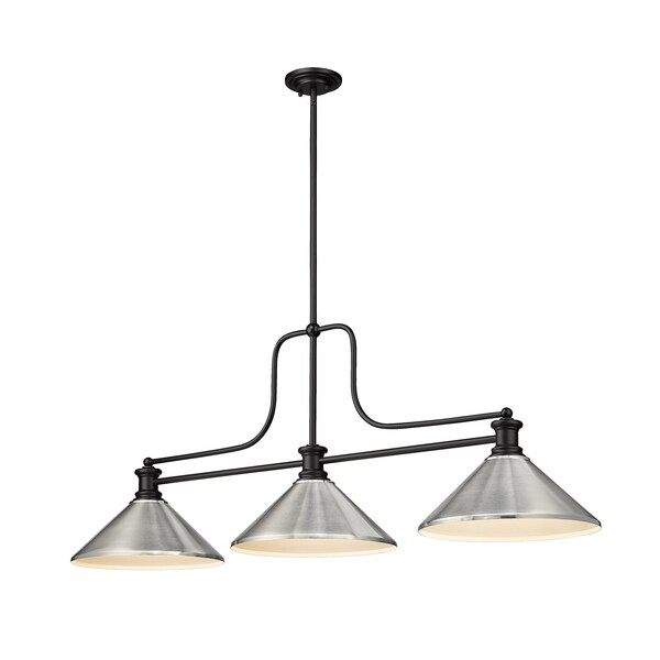 Z-Lite Melange Billiard, 3-Light, 14 In.W x 52 In.L x 21 In.H, Matte Black/Brushed Nickel 725-3MB-MBN - main